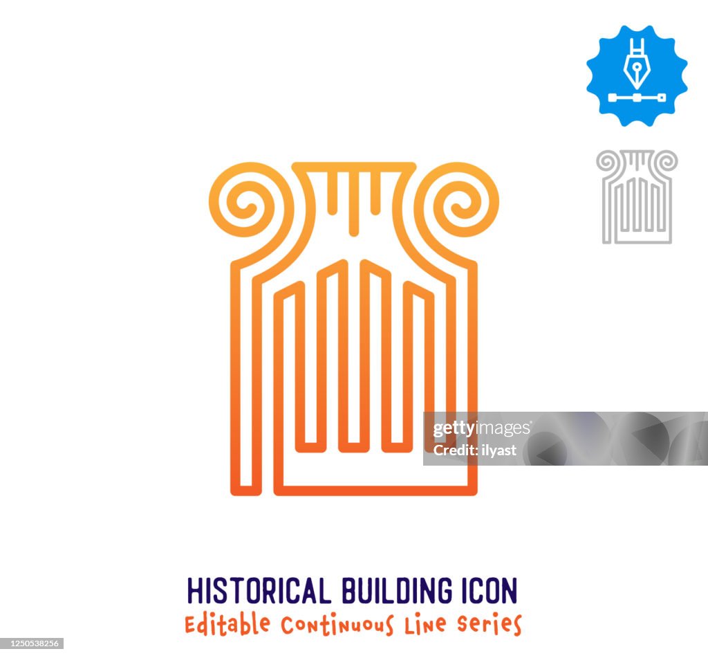 Historical Building Continuous Line Editable Icon