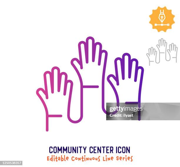 community centre continuous line editable icon - attending icon stock illustrations