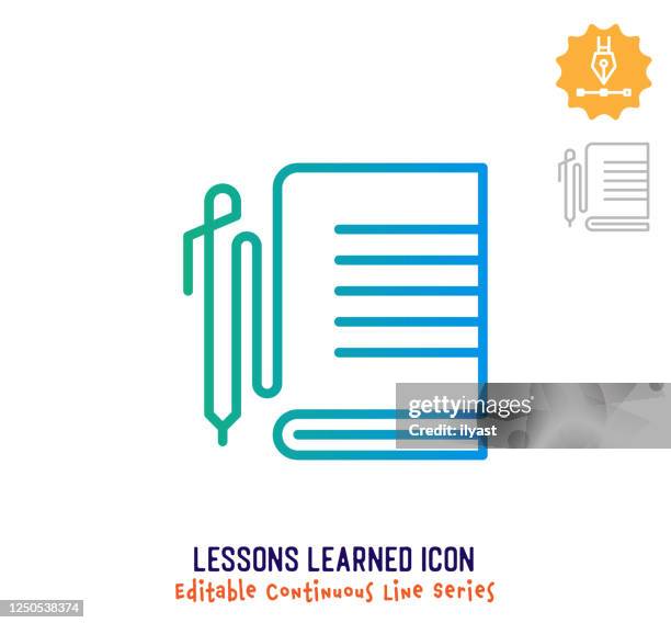 lessons learned continuous line editable icon - continuous-learning-icon stock illustrations