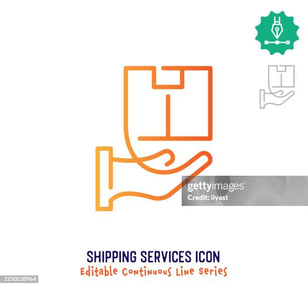 shipping services continuous line editable icon - import export logo stock illustrations