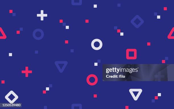 pixel video game abstract seamless background - red white blue abstract background stock illustrations