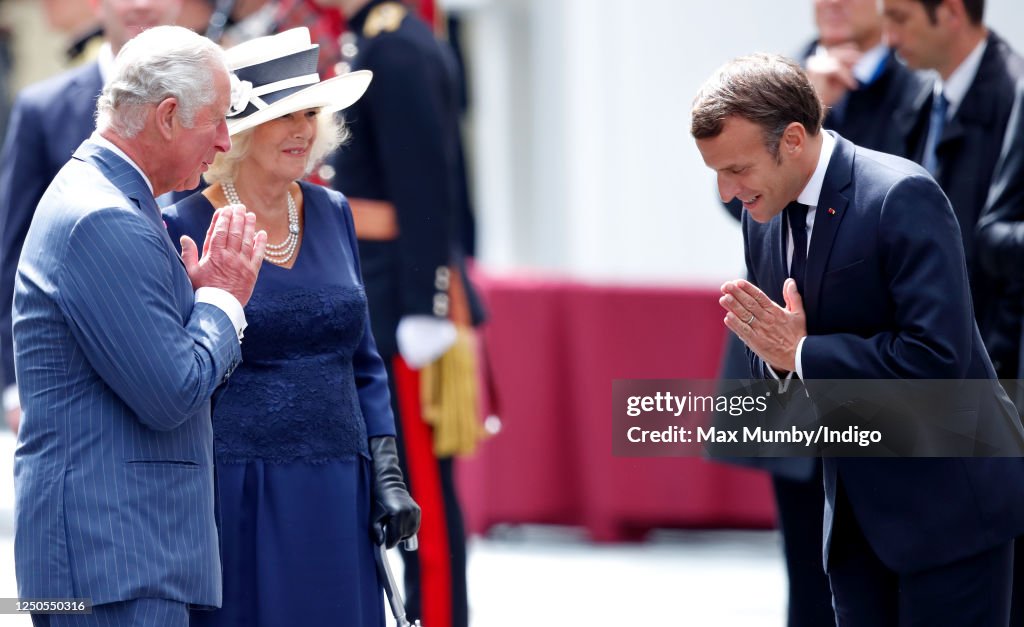 The Prince Of Wales And The Duchess of Cornwall Receive President Macron To Commemorate The Appeal of The 18th June Speech By Charles De Gaulle