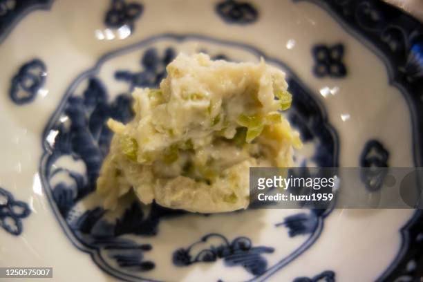 pickled wasabi paste (wasabi-zuke), japanese traditional food - wasabi paste stock pictures, royalty-free photos & images