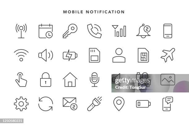 mobile notification icons - notification icon stock illustrations