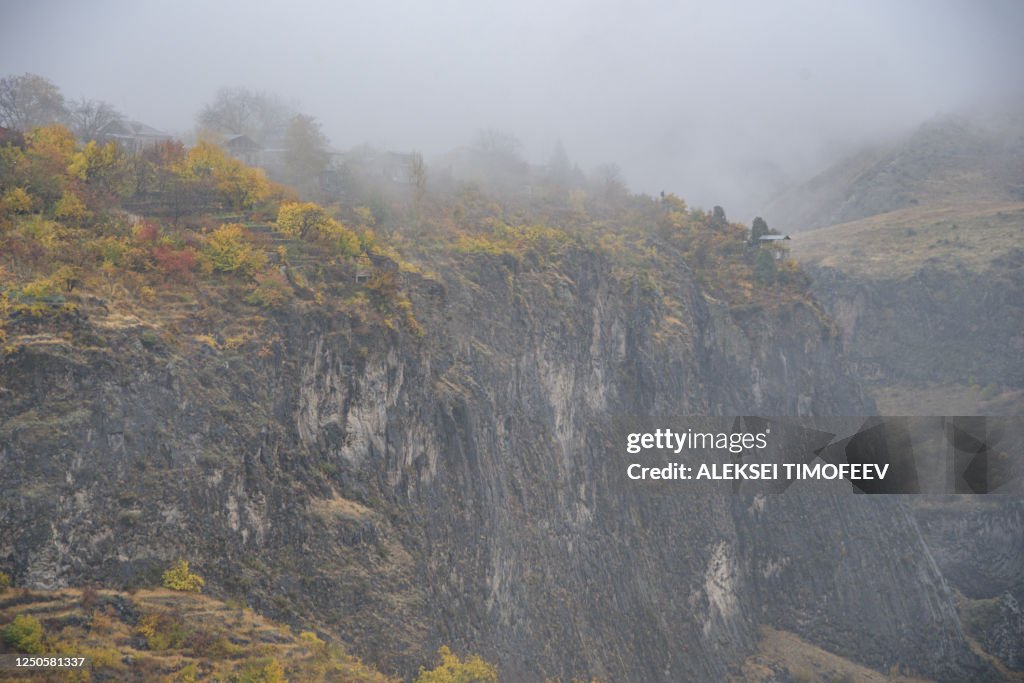 Garni Gorge, Kotayk region, near the village of Garni. It is represented by five high, often hexagonal basalt columns. Along the gorge extends the Garni Plateau. The gorge is one of the most tourist developed places in Armenia.