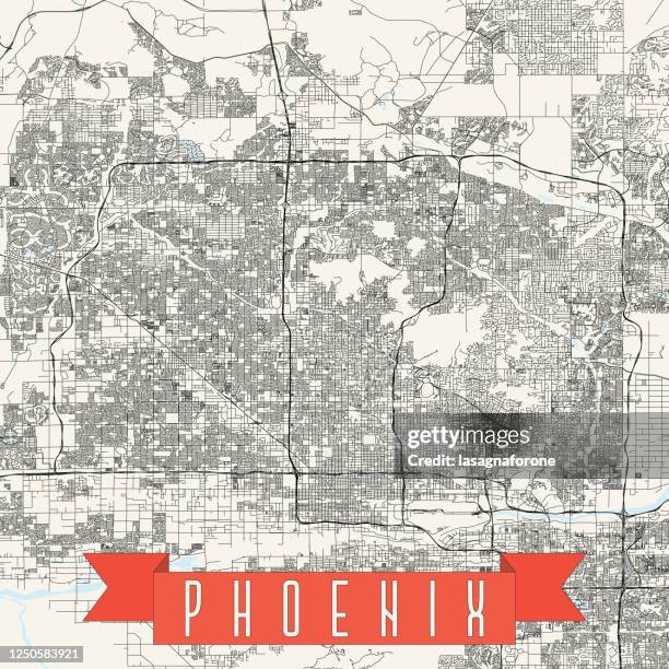 phoenix, arizona vector map - downtown glendale arizona stock illustrations