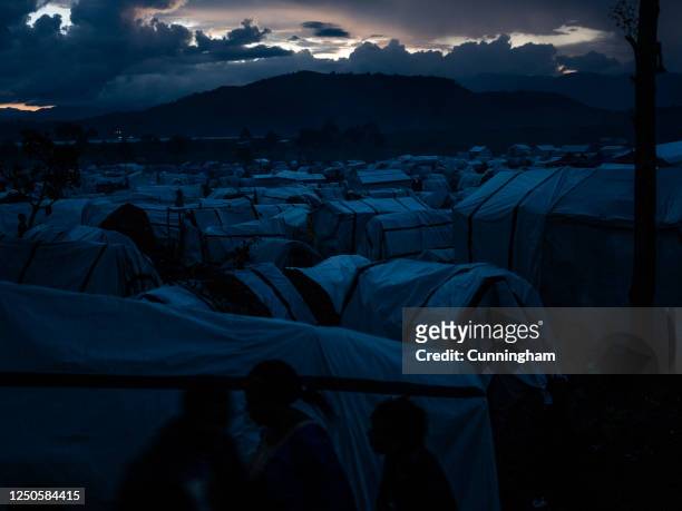 Shelters at Bulengo displacement camp, April 02, 2023 in Goma, Democratic Republic of Congo. M23 rebels have captured swathes of territory in eastern...