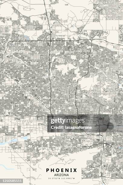 phoenix, arizona vector map - downtown glendale arizona stock illustrations