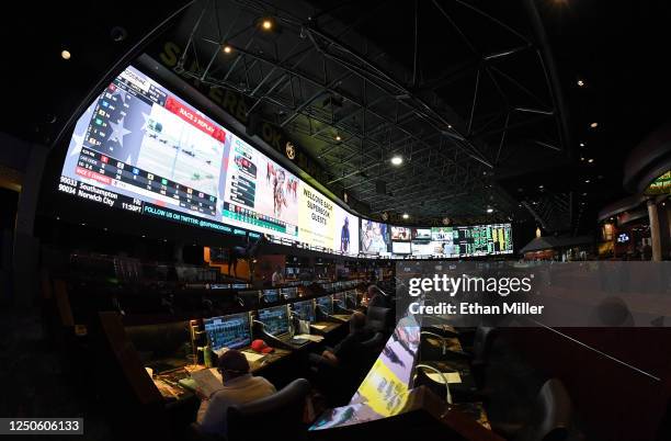 The Race & Sports SuperBook at the Westgate Las Vegas Resort & Casino features new screens on its entire 240-by-20 foot 488-square-foot HD video...