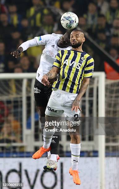 Joao Pedro Geraldino Dos Santos Galvao of Fenerbahce in action against Arthur Masuaku of Besiktas during the Turkish Super Lig week 27 soccer match...