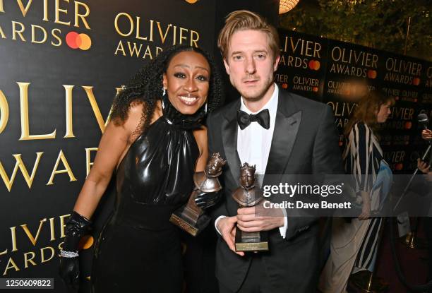 Beverley Knight, winner of the Best Supporting Actress in a Musical award for "Sylvia", and Arthur Darvill, winner of the Best Actor in a Musical...