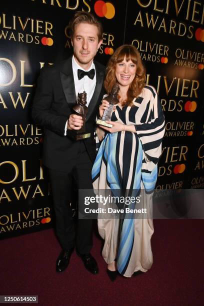 Arthur Darvill, winner of the Best Actor in a Musical award for "Rodgers & Hammerstein's Oklahoma!", and Katie Brayben, winner of the Best Actress in...