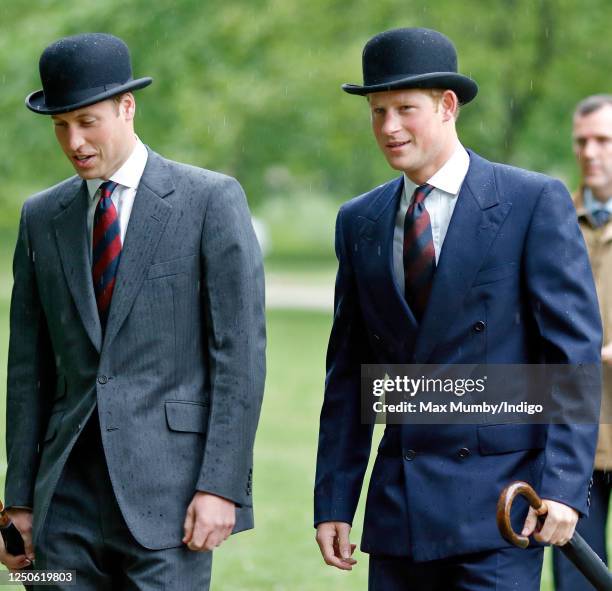 Prince William and Prince Harry take part in the Combined Cavalry Old Comrades Association annual parade in Hyde Park on May 13, 2007 in London,...