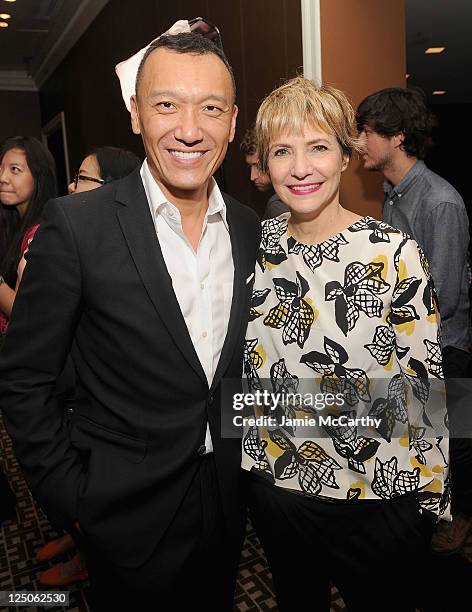 Joe Zee of Elle Magazine and Stylist Lori Goldstein attend the announcement of the Vitaminwater Color Collection winner at the Empire Hotel Rooftop...