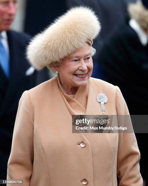 Queen Elizabeth II attends the unveiling of a new statue of Queen Elizabeth, The Queen Mother on February 24, 2009 in London, England. The new...