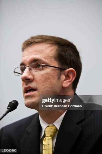 Verret, assistant professor of law at George Mason University School of Law, testifies at a hearing on Capitol Hill on September 15, 2011 in...