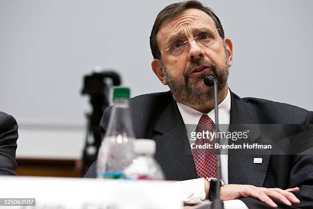 Harvey Pitt, Chief Executive Officer of Kalorama Partners LLC, testifies at a hearing on Capitol Hill on September 15, 2011 in Washington, DC. The...