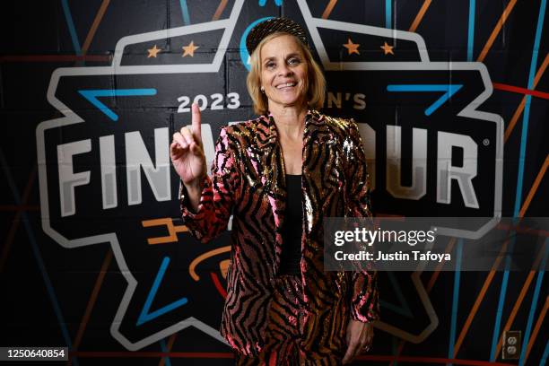 Head coach Kim Mulkey of the LSU Lady Tigers poses for a portrait after defeating the Iowa Hawkeyes to win the 2023 NCAA Women's Basketball...