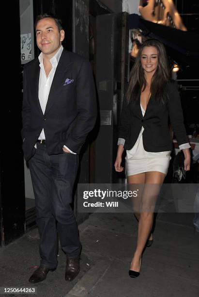 David Walliams and model Lauren Budd are seen on July 22, 2009 in London, England.