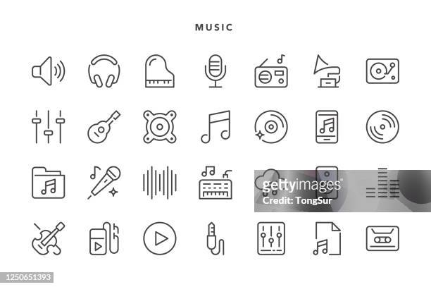 illustrazioni stock, clip art, cartoni animati e icone di tendenza di icone musicali - musica