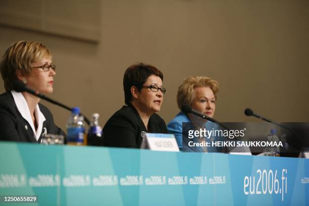 Finnish Minister of Social Affairs and Health Tuula Haatainen , Minister of Labour Tarja Filatov and Minister of Health and Social Services Liisa...