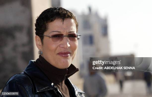 Asma Chaabi, the first and only woman mayor in Morocco, poses, 27 January 2004 in her town of Essaouira, southern Morocco. The Moroccan senate...