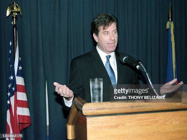 This photo shows the first press conference 05 November in Port-au-Prince, of James B. Foley, the new US Ambassador in Haiti . During the press...
