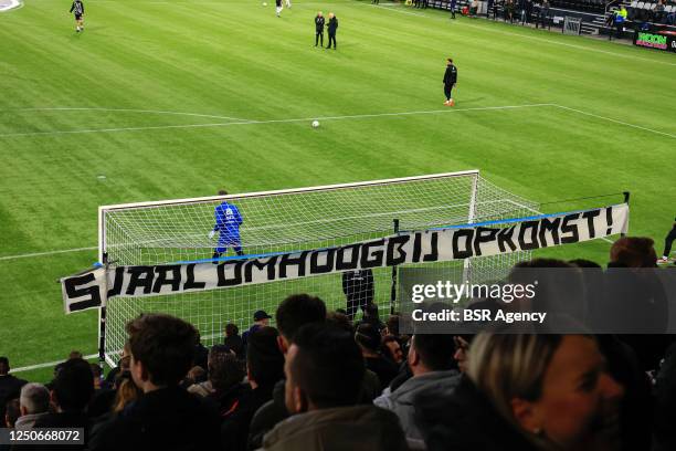 Fan Banner with text Sjaal omhoog bij opkomst during the Keuken Kampioen Divisie match between Heracles Almelo and Almere City FC at the Erve Asito...