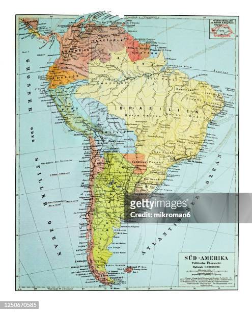 old map of south america continent - mapa brasil stock pictures, royalty-free photos & images