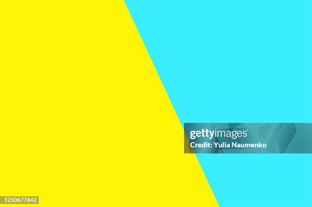 blue and yellow color paper texture background. trend colors, geometric background. colorful of background. - second ストックフォトと画像