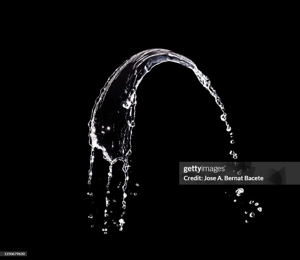 Figures and abstract forms of water on a black background.