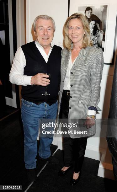 Terry O'Neill and Lorraine Aston attend a private view of British photographer Terry O'Neill's exhibit "It Girls & Boys" at The Little Black Gallery...