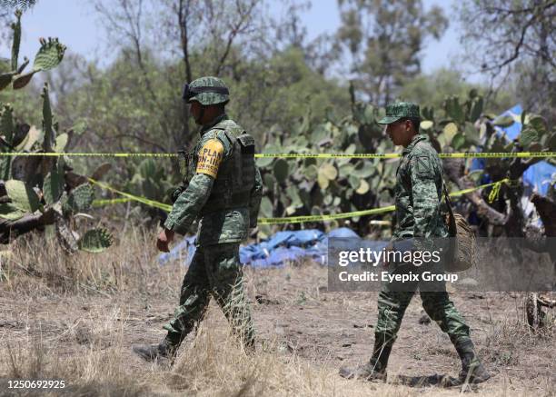 April 1 State of Mexico, Mexico: National Guard and Experts investigate the crash area, where a hot air balloon caught fire in mid-flight in the...