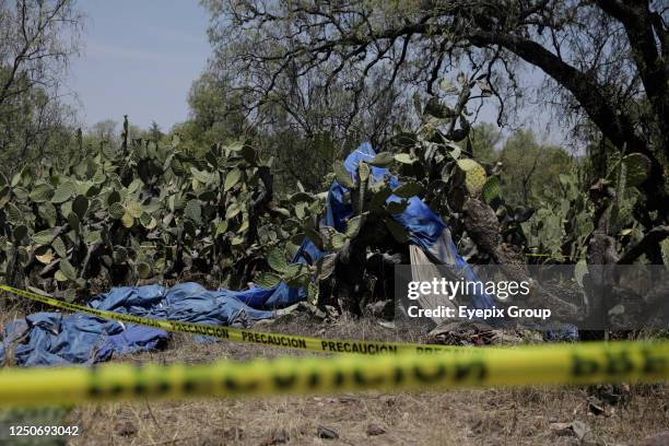 April 1 State of Mexico, Mexico: National Guard and Experts investigate the crash area, where a hot air balloon caught fire in mid-flight in the...