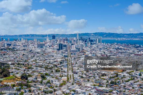 luchtfoto san francisco skyline in market street - market street san francisco stockfoto's en -beelden