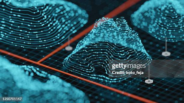 antecedentes de holograma abstracto paisaje - holographic-map fotografías e imágenes de stock