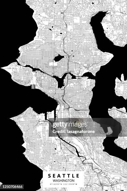 seattle, washington vector map - capitol hill neighborhood seattle stock illustrations