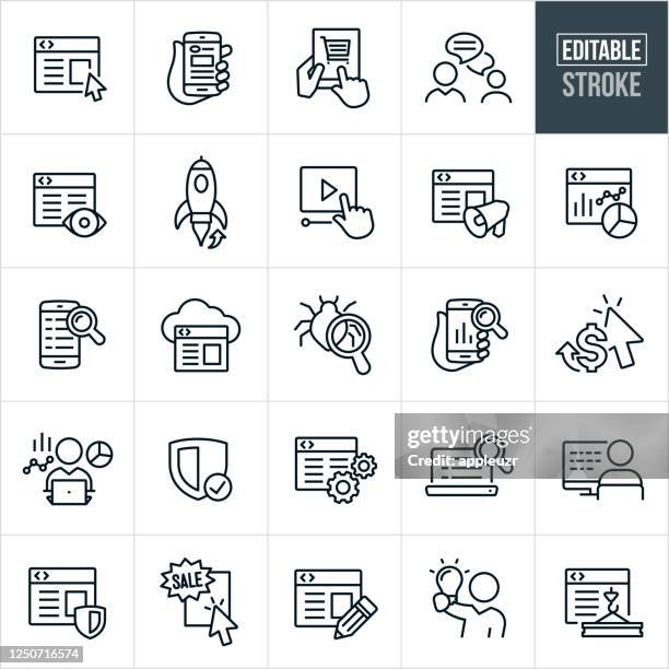 website design thin line icons - editable stroke - design occupation stock illustrations