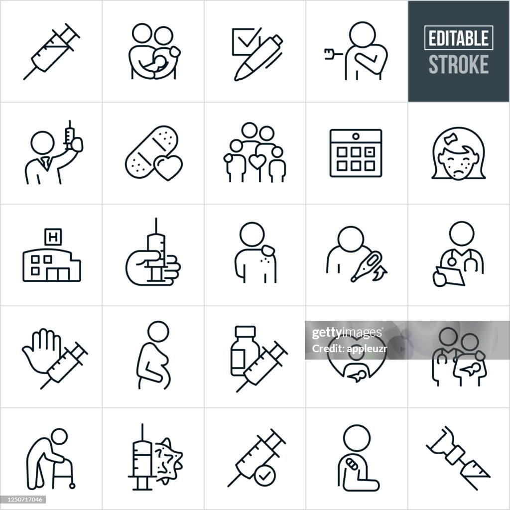Immunization Thin Line Icons - Avc modifiable