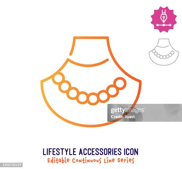 illustrations, cliparts, dessins animés et icônes de accessoires de style de vie ligne continue ligne editable ligne - collier diamants