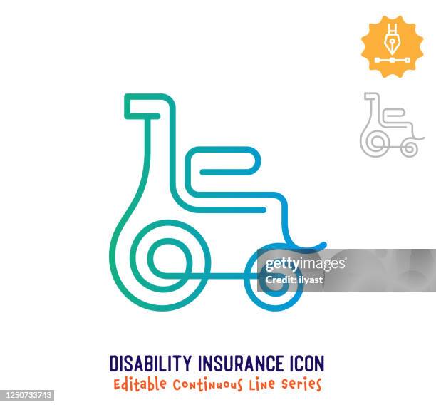 disability insurance continuous line editable stroke line - continuous learning stock illustrations