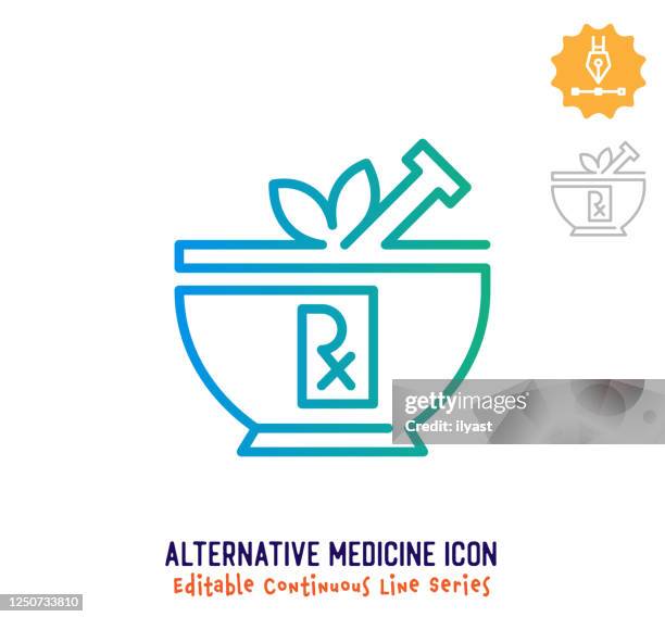 alternative medicine continuous line editable stroke line - test preparation stock illustrations