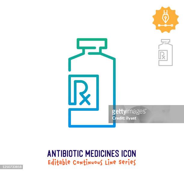 antibiotic medicines continuous line editable stroke line - prescription drug bottle stock illustrations