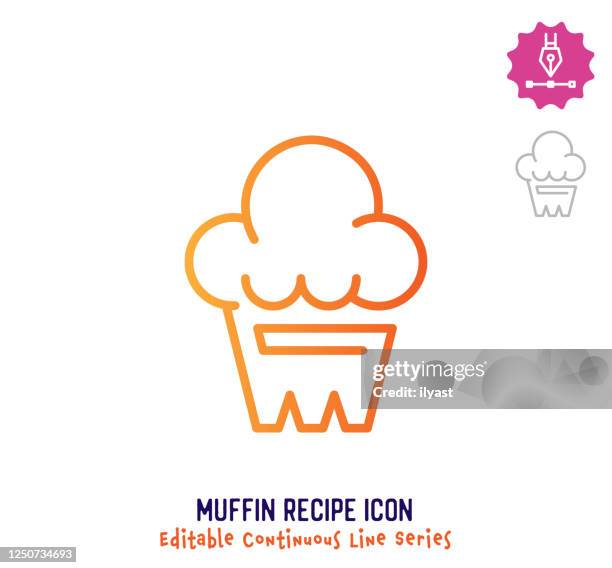 muffin recipe continuous line editable stroke line - brunch stock illustrations