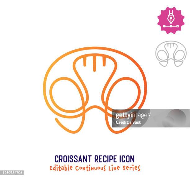 croissant recipe continuous line editable stroke line - bread dough stock illustrations