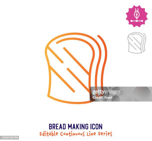 bread making continuous line editable stroke line - sliced bread stock illustrations