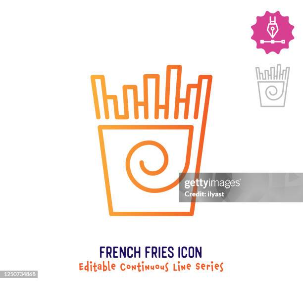 french fries continuous line editable stroke line - french dressing stock illustrations