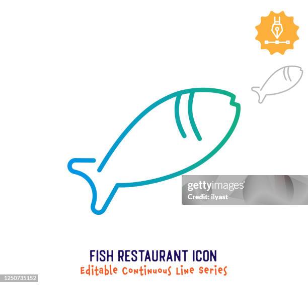 stockillustraties, clipart, cartoons en iconen met vis restaurant continue lijn bewerkbare lijn lijn lijn - fillet
