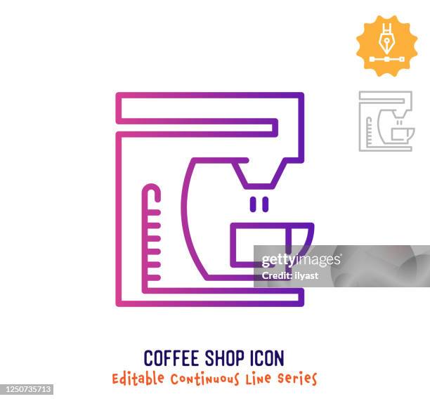 coffee shop continuous line editable stroke line - making tea stock illustrations