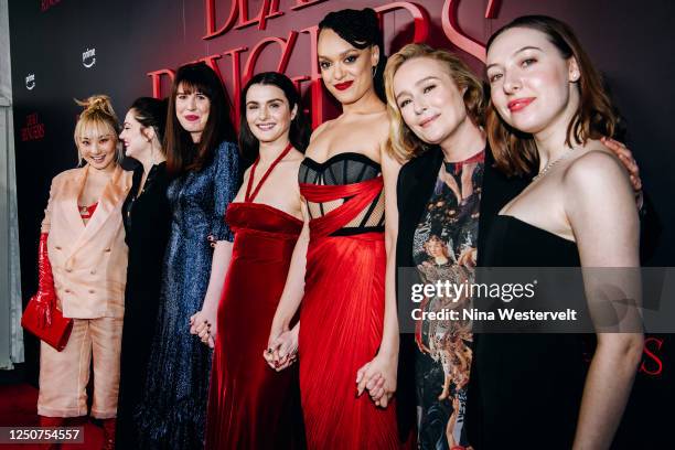 Poppy Liu, Emily Meade, Alice Birch, Rachel Weisz, Britne Oldford, Jennifer Ehle and Kitty Hawthorne at the premiere of "Dead Ringers" held at The...